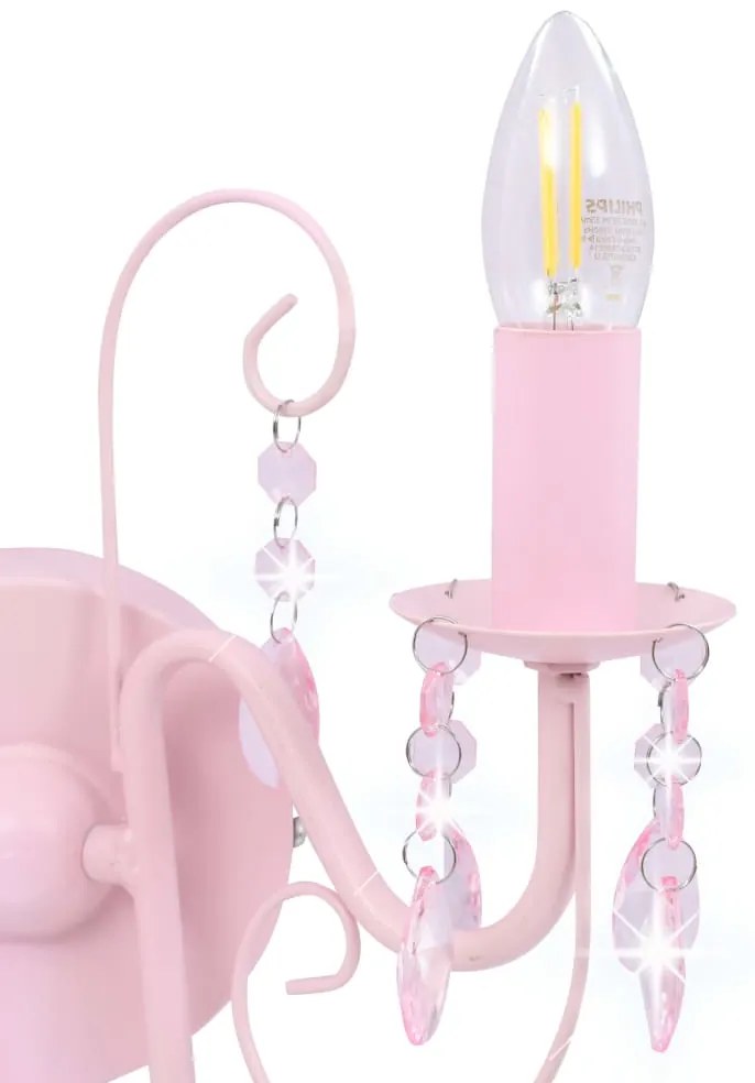 Candeeiro de parede com contas 2 x lâmpadas E14 rosa