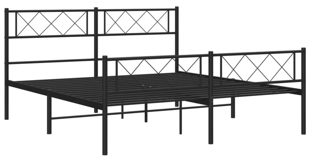 Estrutura de cama com cabeceira e pés 150x200 cm metal preto