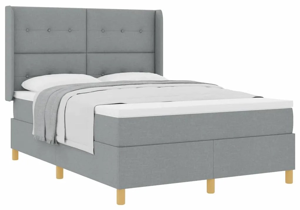 Cama Box com Colchão Cinza Claro 140x190 cm