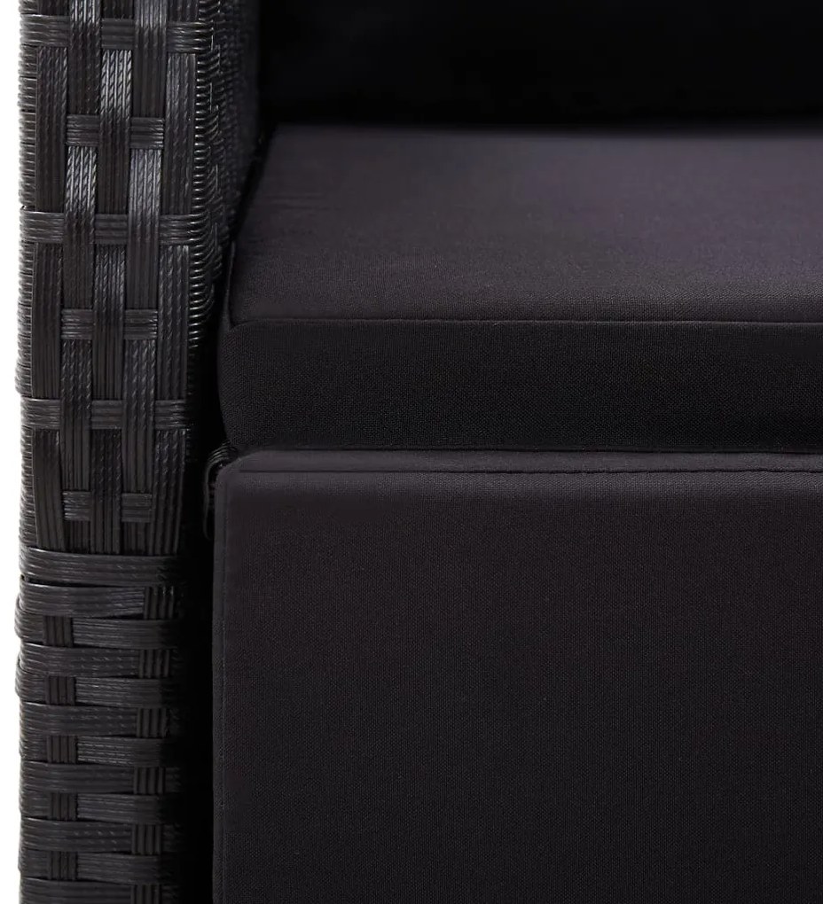 Cadeiras de jardim reclináveis c/ almofadões 2pcs vime PE preto