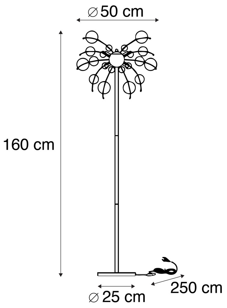 Candeeiro de pé design latão com vidro fumê 8 luzes - Explode Design