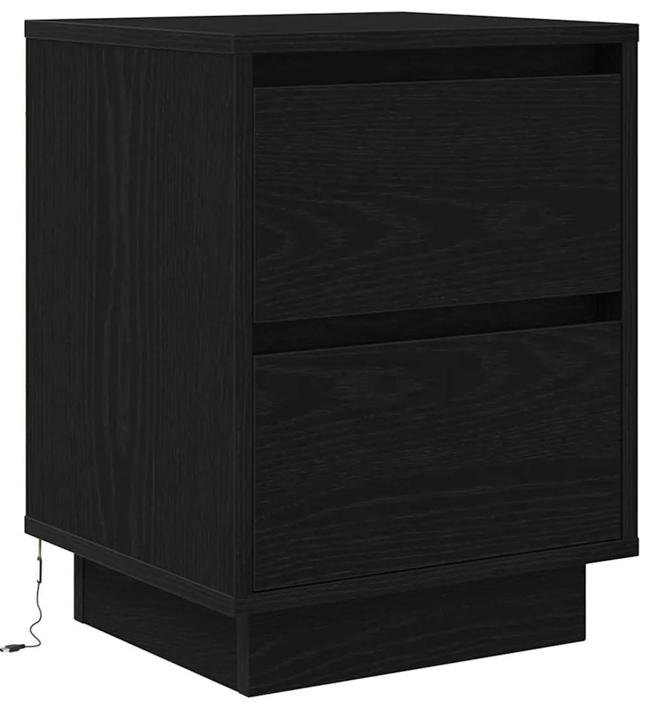 Mesa de cabeceira com luzes LED 38x34x50 cm preto