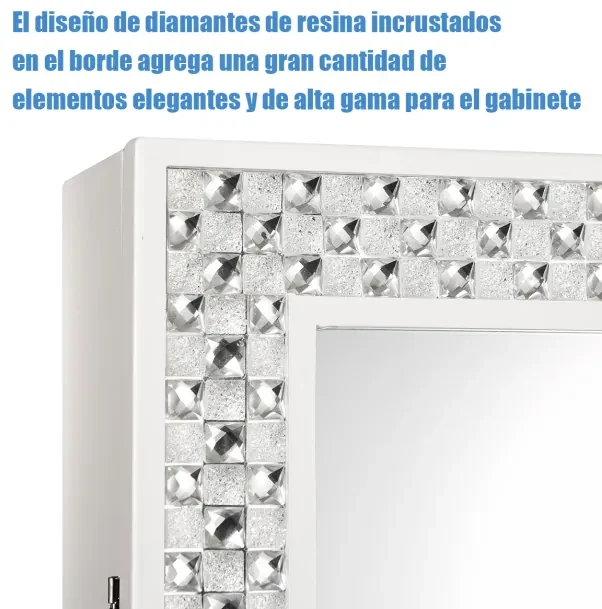 vidaXL Guarda-joias com espelho MDF 25x13,5x34 cm