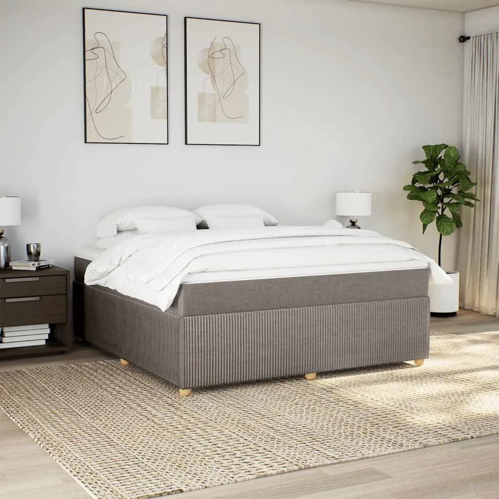 Cama com molas/colchão 180x200 cm tecido castanho-acinzentado