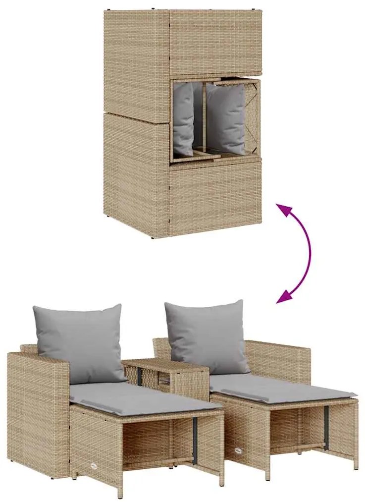 5 pcs conjunto sofás de jardim c/ almofadões empilhável vime PE