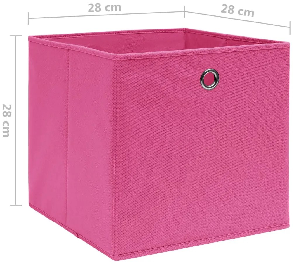 Caixas arrumação 10 pcs 28x28x28 cm tecido-não-tecido rosa