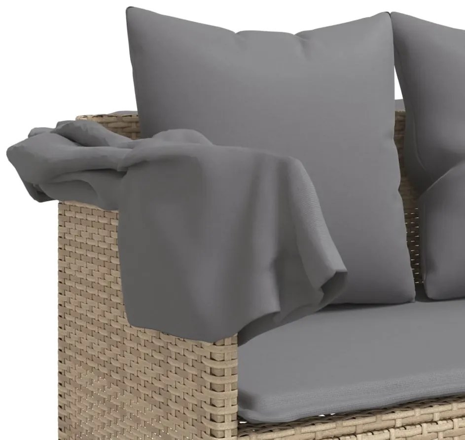 5 pcs conjunto de sofás p/ jardim com almofadões vime PE bege