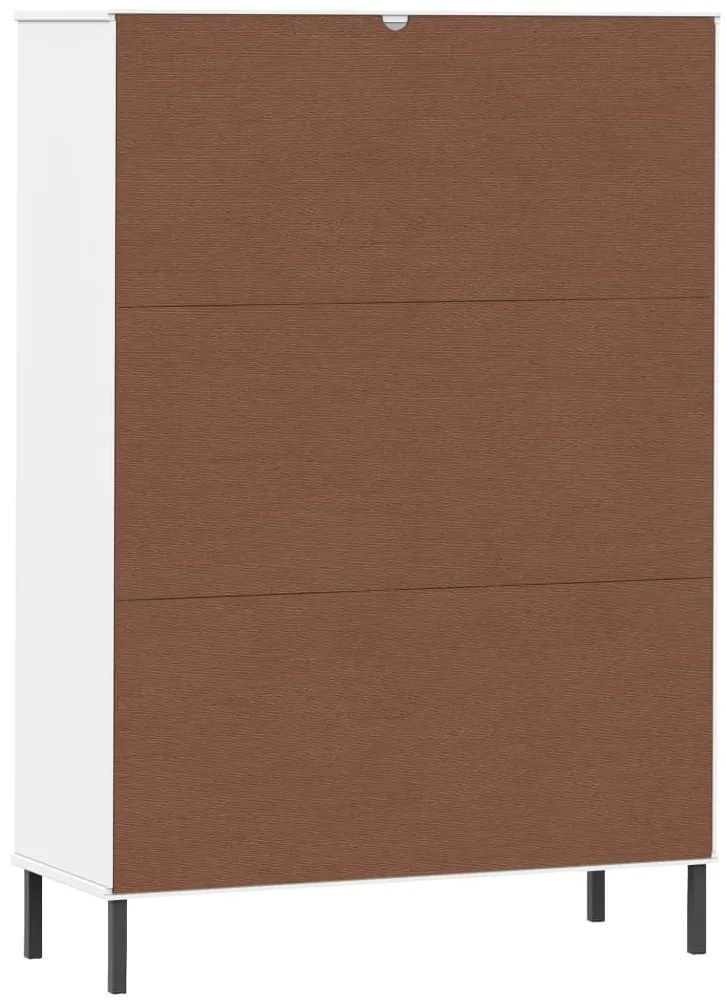Estante pernas metal 90x35x128,5 cm madeira maciça OSLO branco