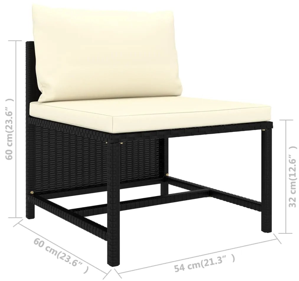 12 pcs conjunto lounge de jardim c/ almofadões vime PE preto