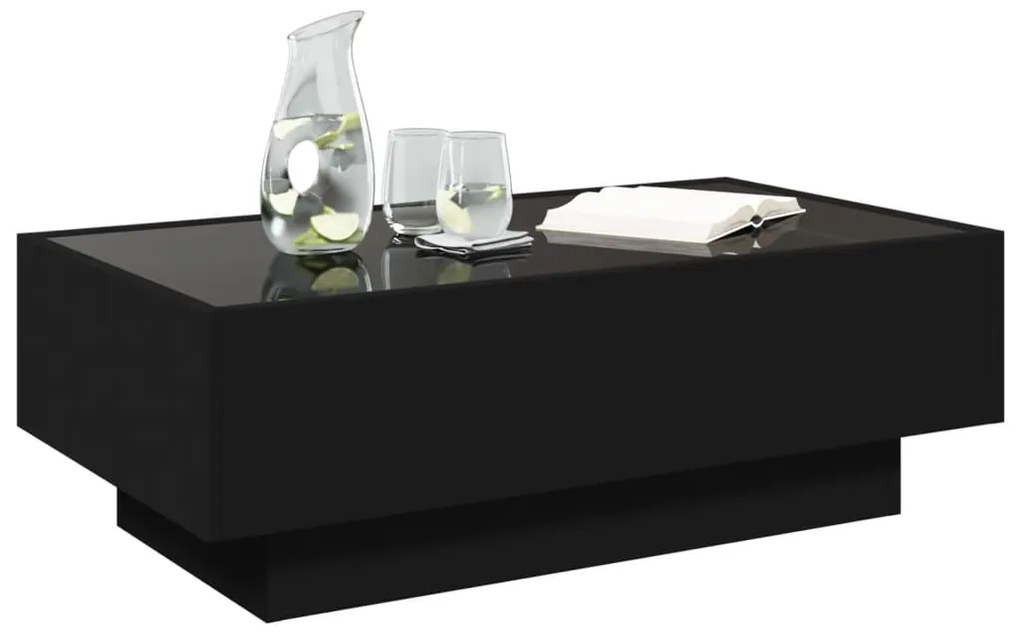 Mesa de centro c/ LEDs 90x50x30 cm derivados de madeira preto