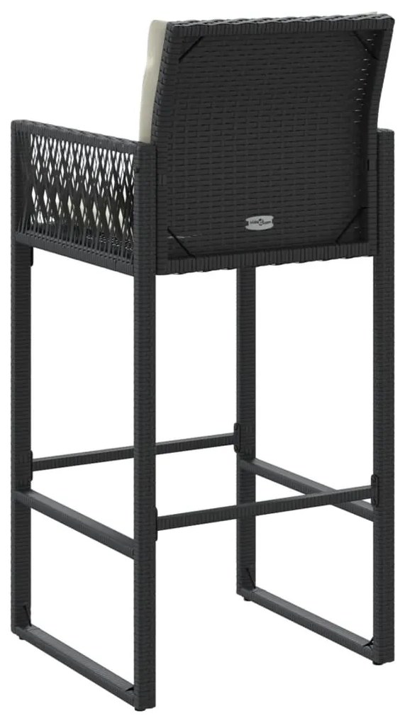 Bancos de bar com almofadões para jardim 2 pcs vime PE preto