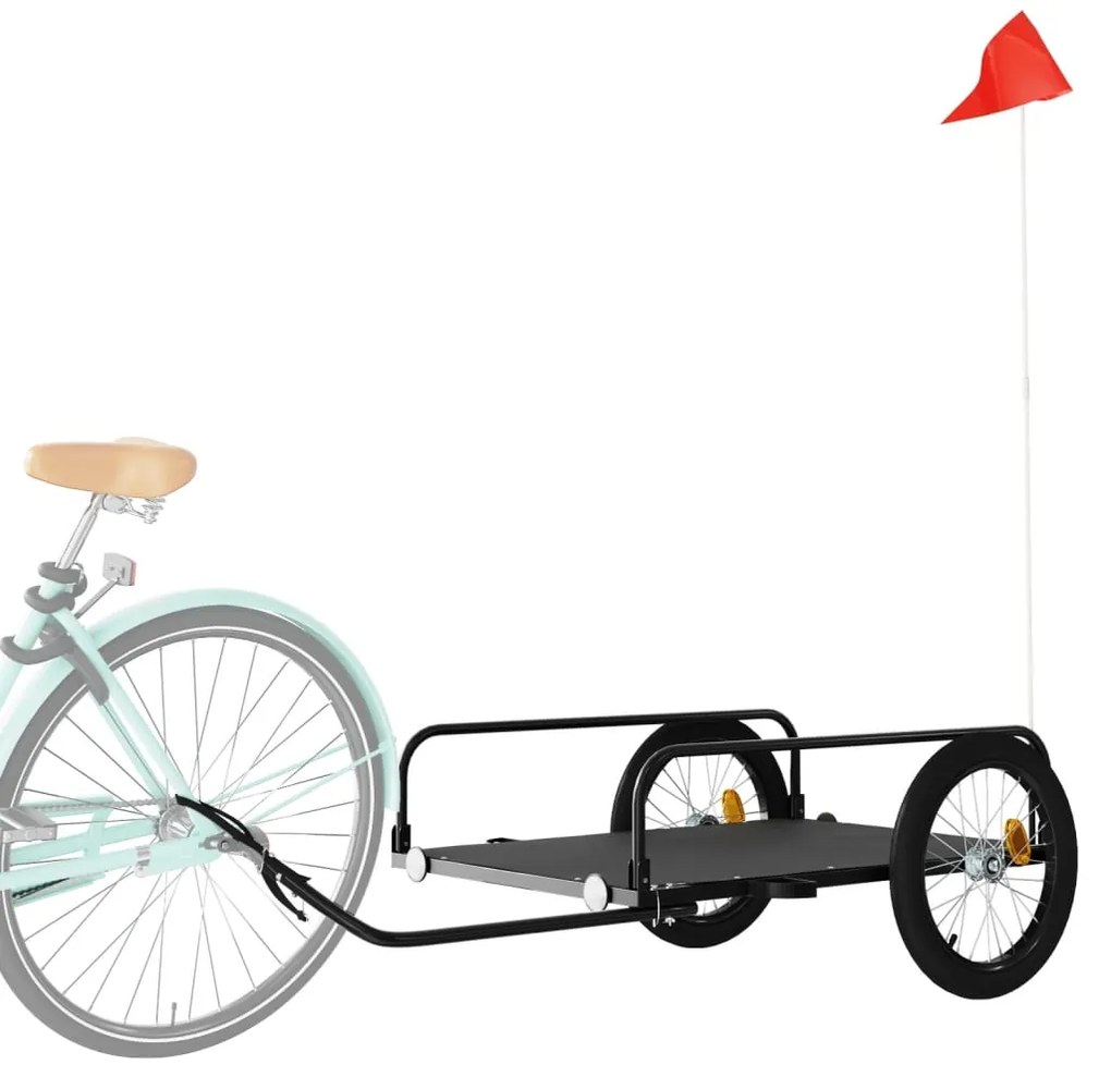 Reboque para bicicleta 135x70x37 cm ferro preto
