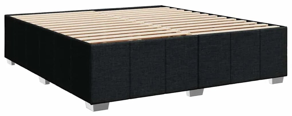 Cama com molas/colchão 200x200 cm tecido preto