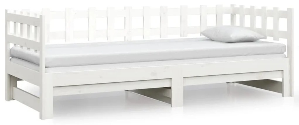 Sofá-cama de puxar 2x(80x200) cm pinho maciço branco