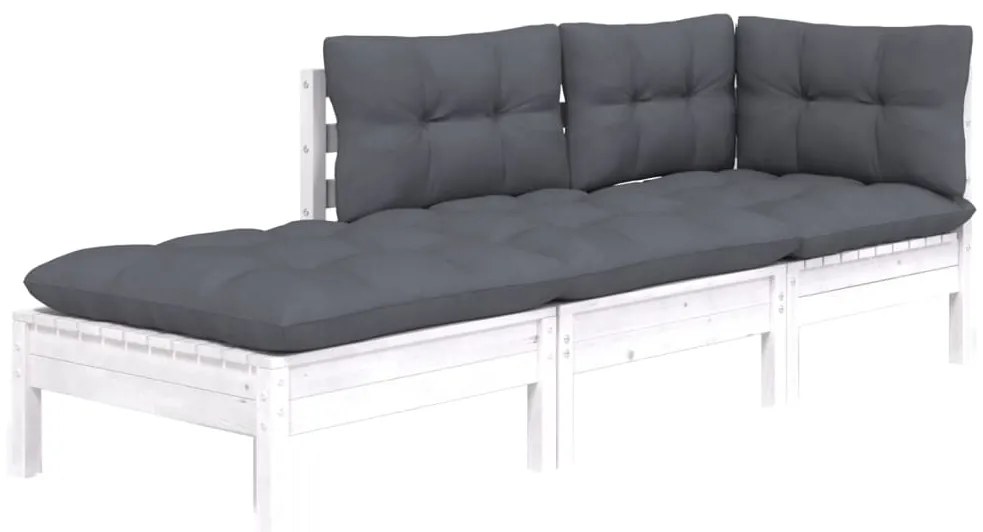 3 pcs conjunto lounge de jardim c/ almofadões pinho maciço