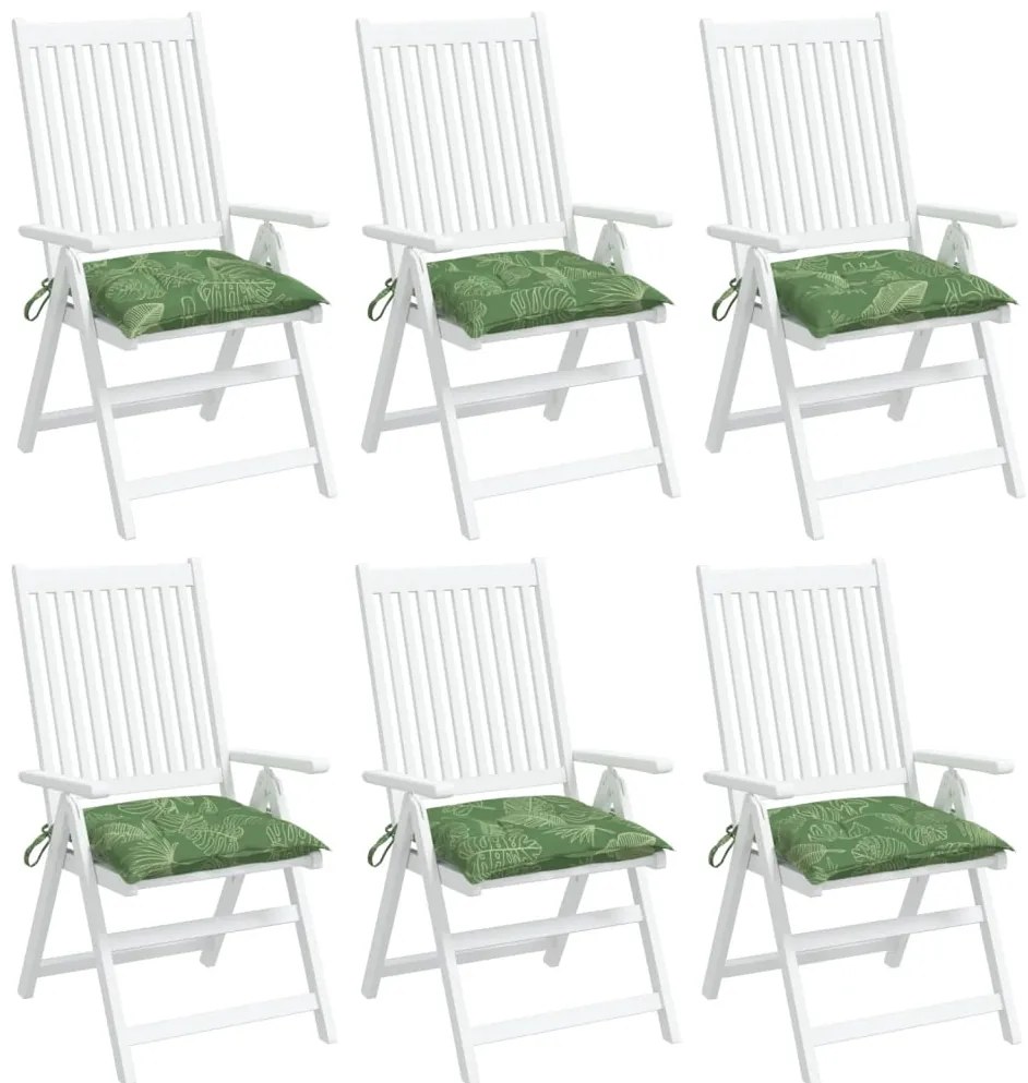 Almofadões p/ cadeira 6 pcs 50x50x7 cm tecido padrão folhas