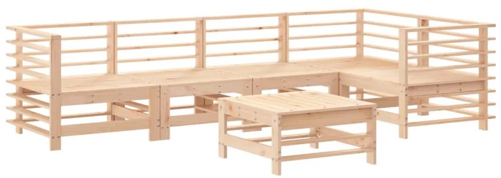 6 pcs conjunto lounge jardim com almofadões madeira maciça