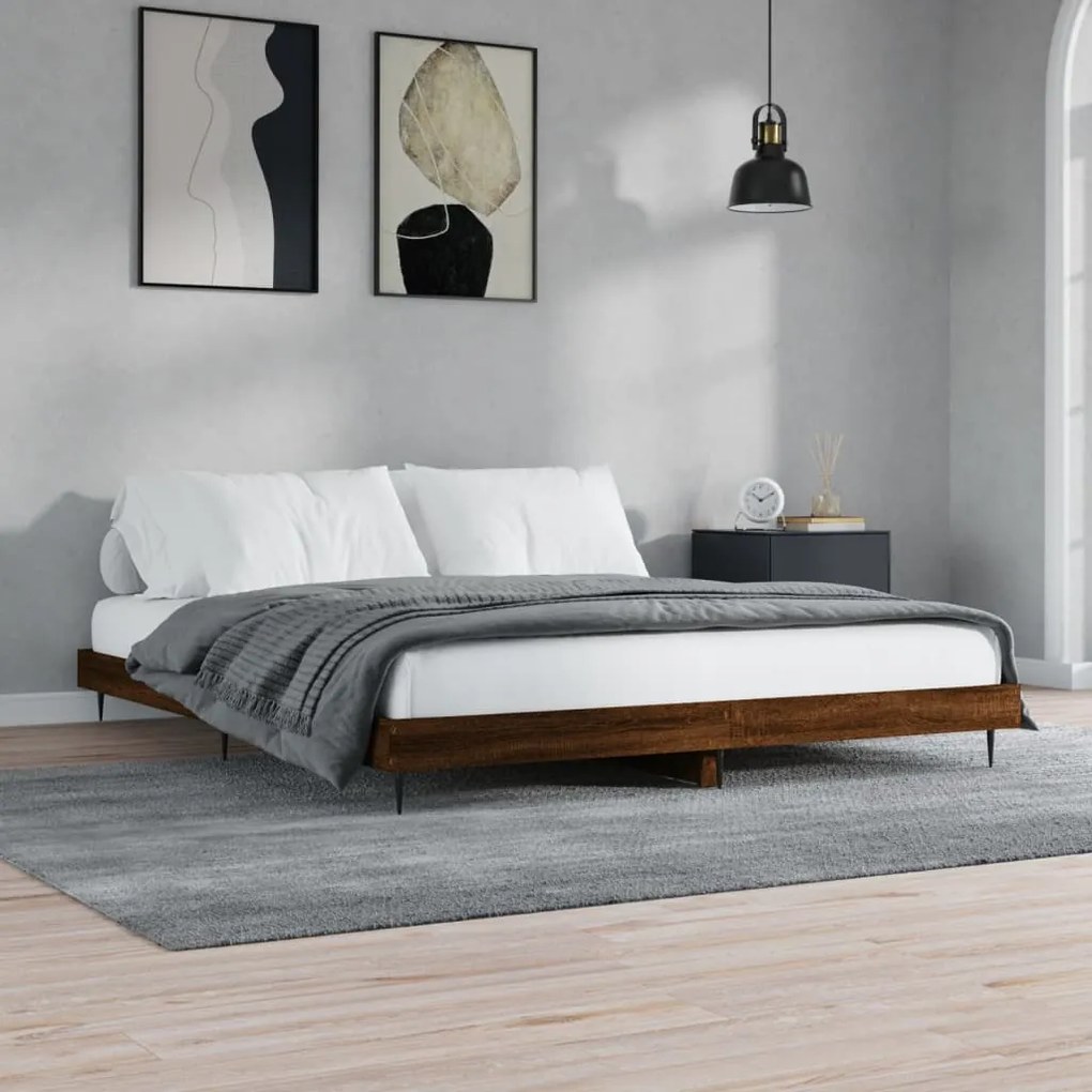 832244 vidaXL Estrutura de cama 150x200cm derivados madeira carvalho castanho