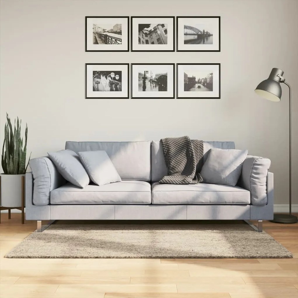 vidaXL Tapete de pelo alto com aspeto brilhante ISTAN 80x150 cm bege