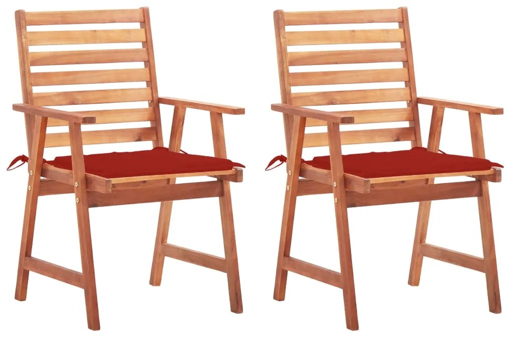 vidaXL Cadeiras de jantar p/ jardim 2 pcs c/ almofadões acácia maciça