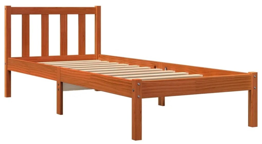 Cama sem colchão 90x200 cm pinho maciço castanho-mel