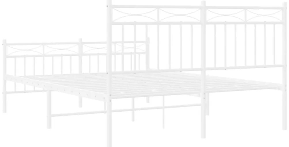 Estrutura de cama com cabeceira e pés 140x200 cm metal branco