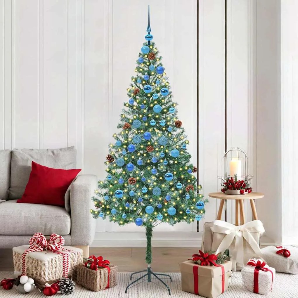 vidaXL Árvore de Natal Artificial com 300 LEDs Verde 180 cm PVC e Aço