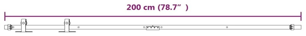 Mini kit para armário deslizante aço carbono 200 cm branco