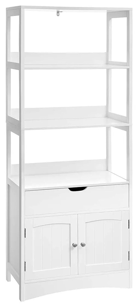 Gabinete alto de arrumação para casa de banho com prateleiras | VASAGLE | 60 x 32.5 x 154 cm | branco | BBC67WT.