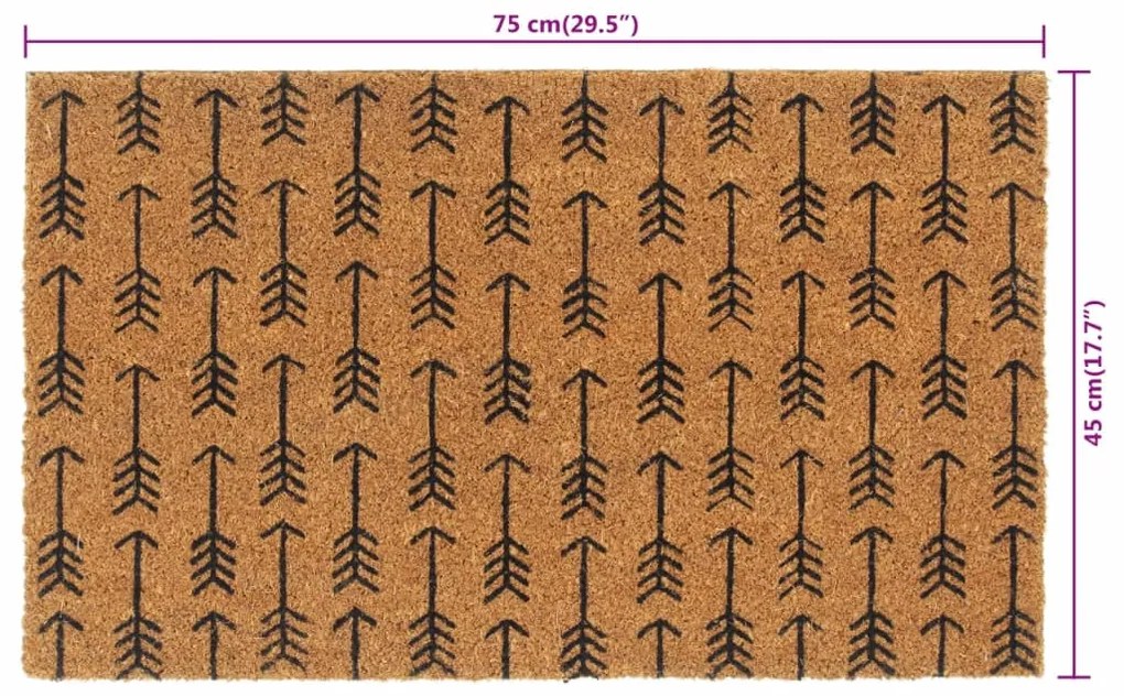 Tapete de porta 45x75 cm fibra de coco tufada natural