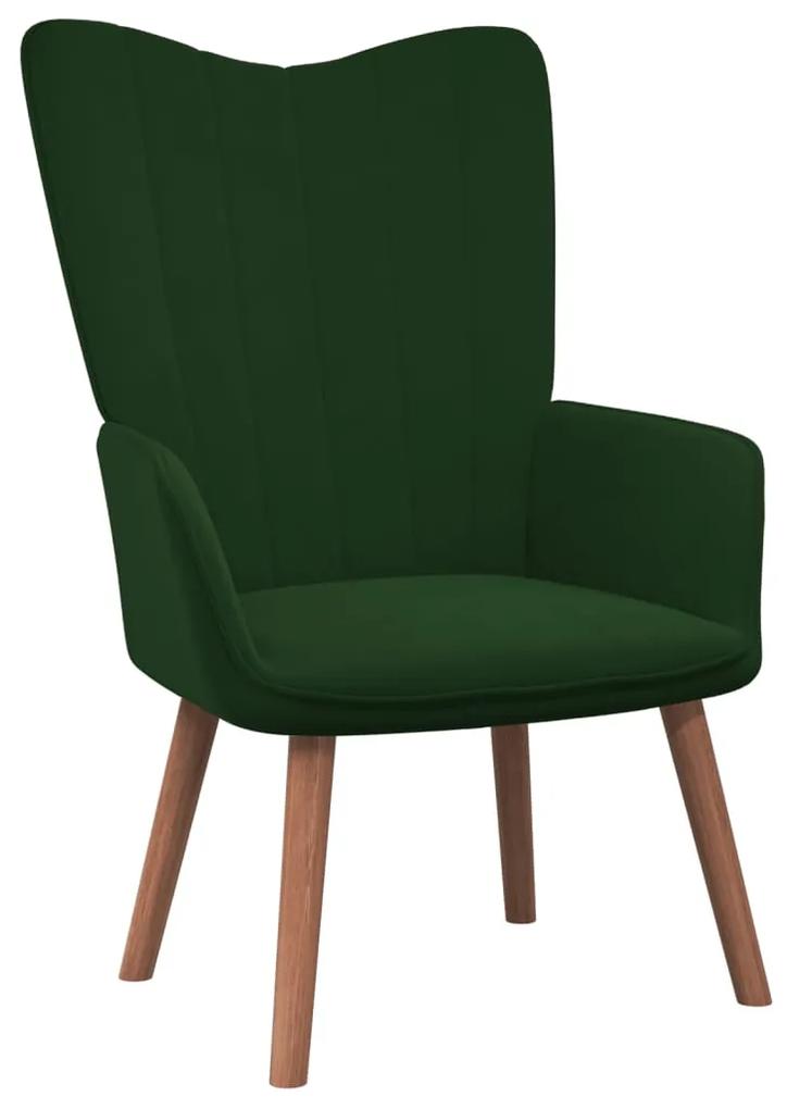 327657 vidaXL Cadeira de descanso veludo verde-escuro