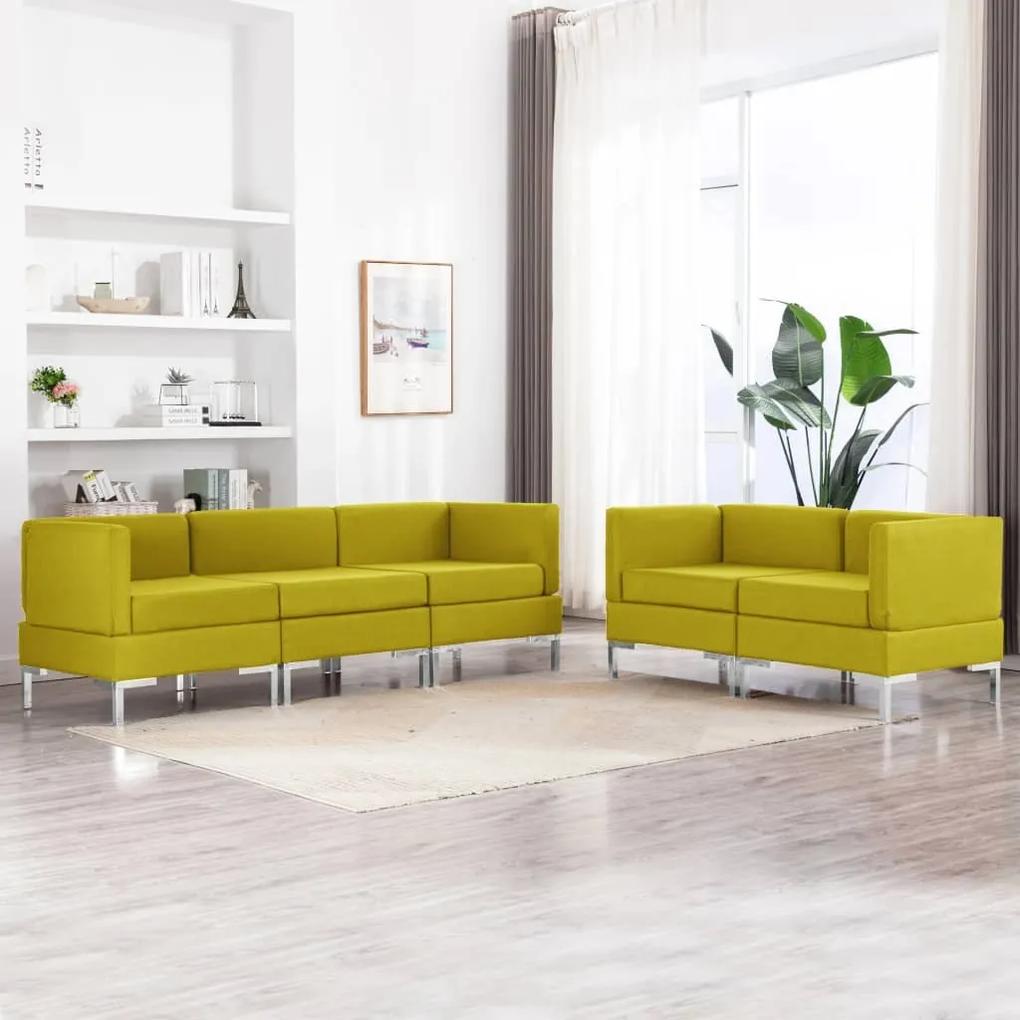 5 pcs conjunto de sofás tecido amarelo