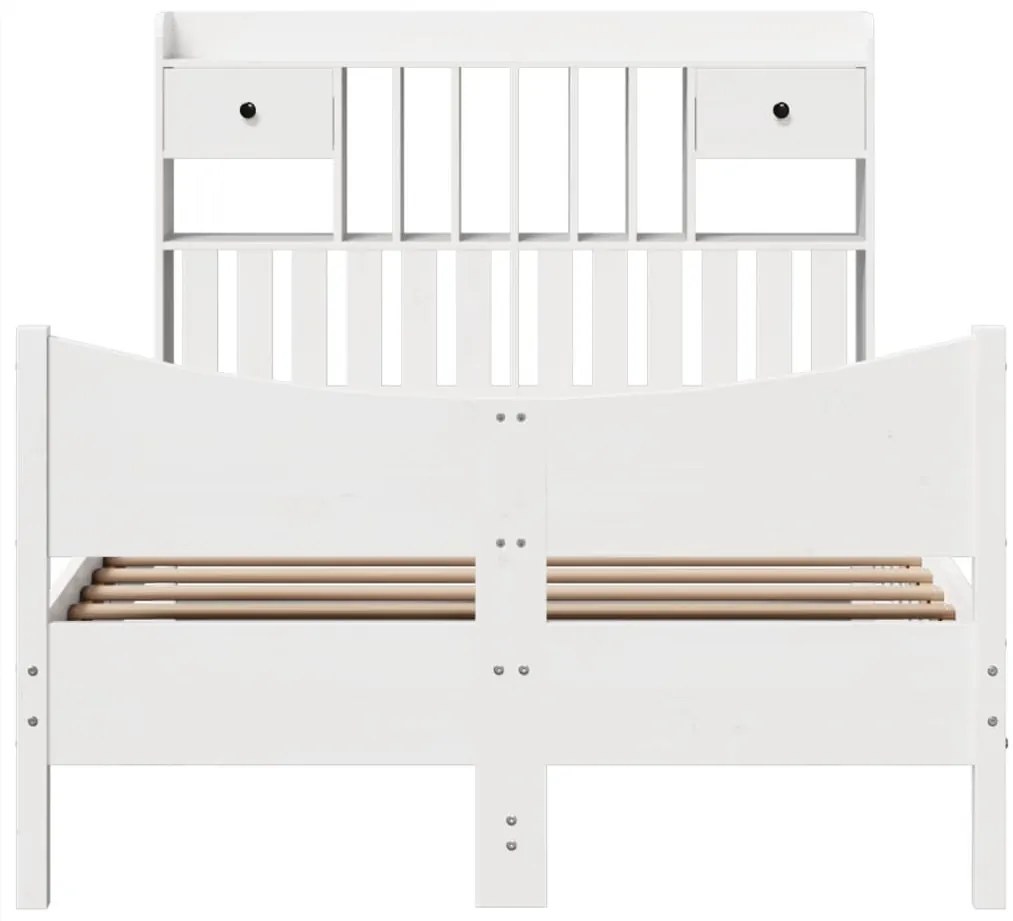 Cama sem colchão 135x190 cm madeira de pinho maciça branco