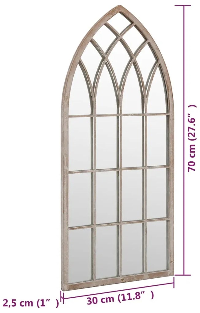 Espelho de jardim p/ uso exterior ferro 70x30 cm cor de areia