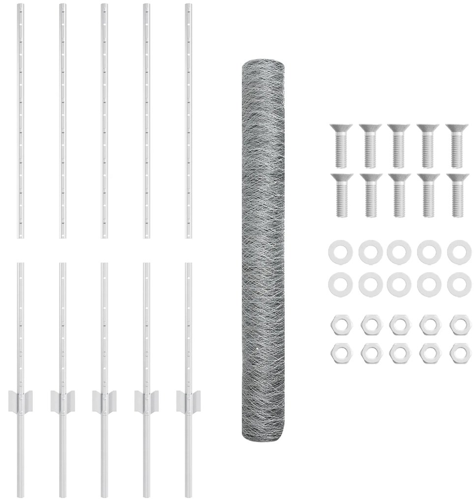 Postes de Cerca vidaXL 10 pcs U-Channel 100 cm Aço Galvanizado, Cerca