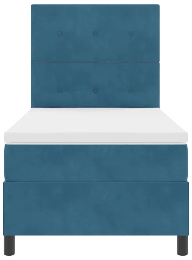 Cama Box com Colchão &amp; LED VidaXL Azul Escuro 90x190 cm Veludo