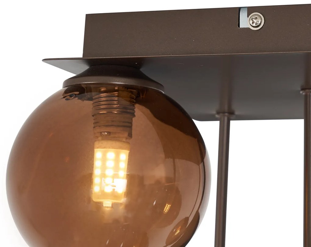 Plafon de design bronze com vidro bronze 5-luzes - Athens Design