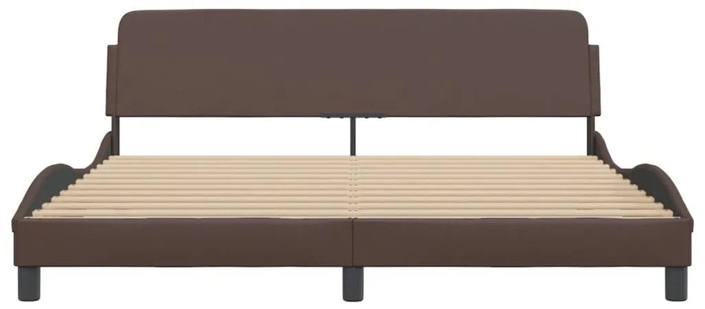 Estrutura cama c/ cabeceira 180x200cm couro artificial castanho