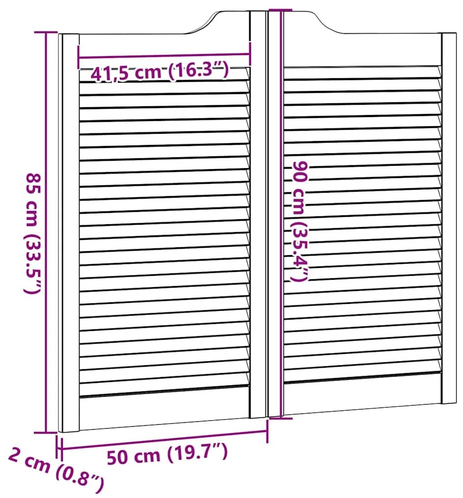 Portas de batente design de persiana 2-Par 90x100 cm branco
