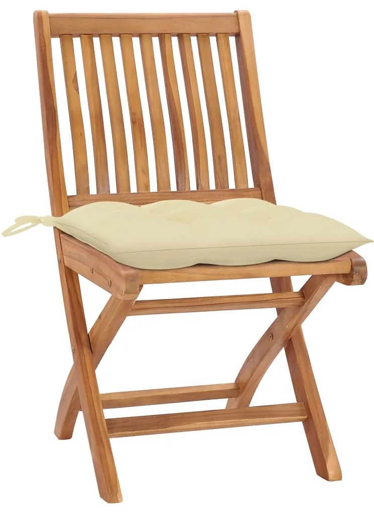 Cadeiras de jardim dobráveis c/ almofadões 4 pcs teca maciça