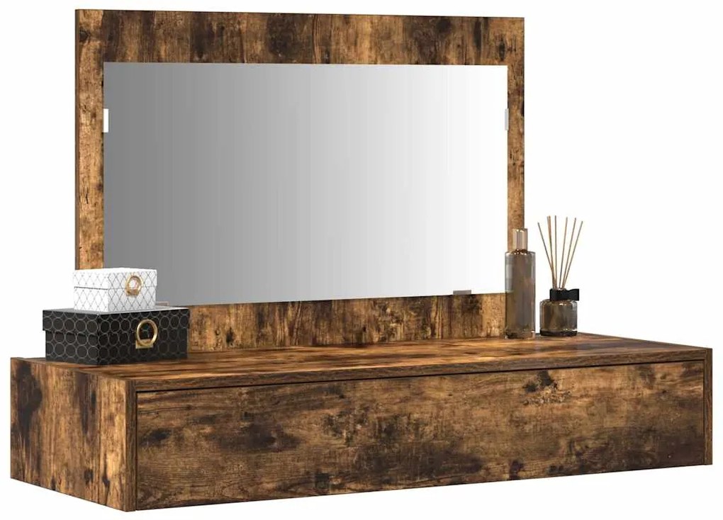 Mesa de Maquilhagem Suspensa Carvalho Fumado 100x40x70 cm