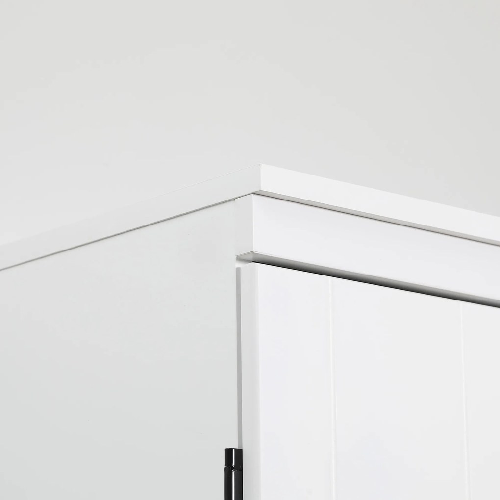 HOMCOM Armário de Cozinha Móvel Auxiliar de Cozinha com 4 Portas 6 Prateleiras de Armazenamento para Sala de Jantar Estilo Moderno 76x40x176,7cm Branco