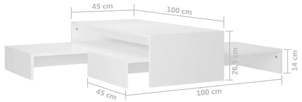 Conj. mesas de centro 100x100x26,5 cm cm contraplacado branco