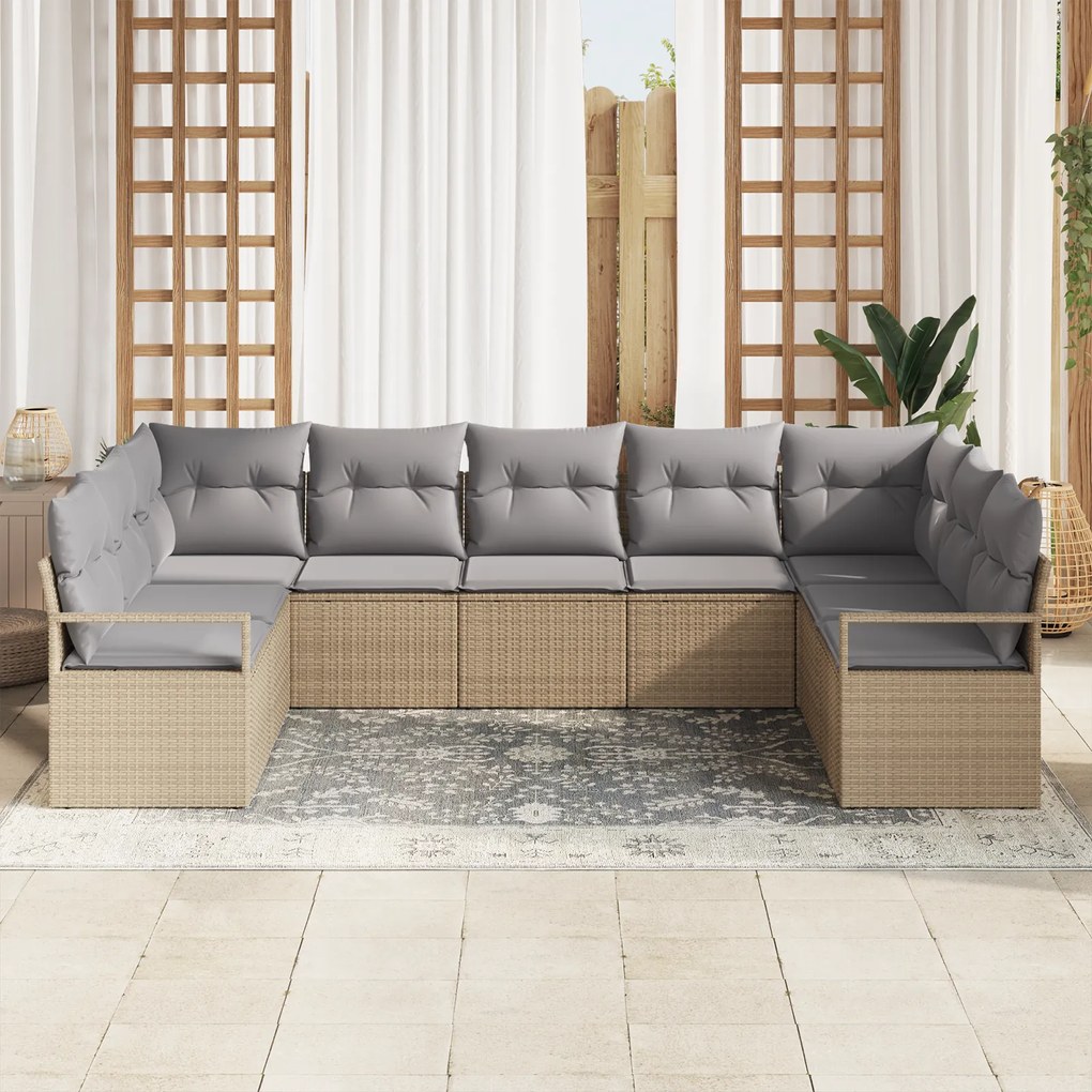 Conjunto de Sofás de Jardim vidaXL com Almofadas Bege em Rattan Poliés