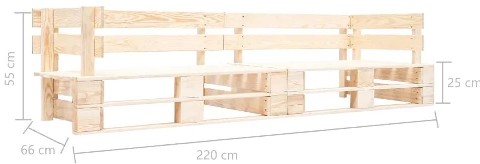 Sofá de paletes para jardim com 2 lugares madeira natural