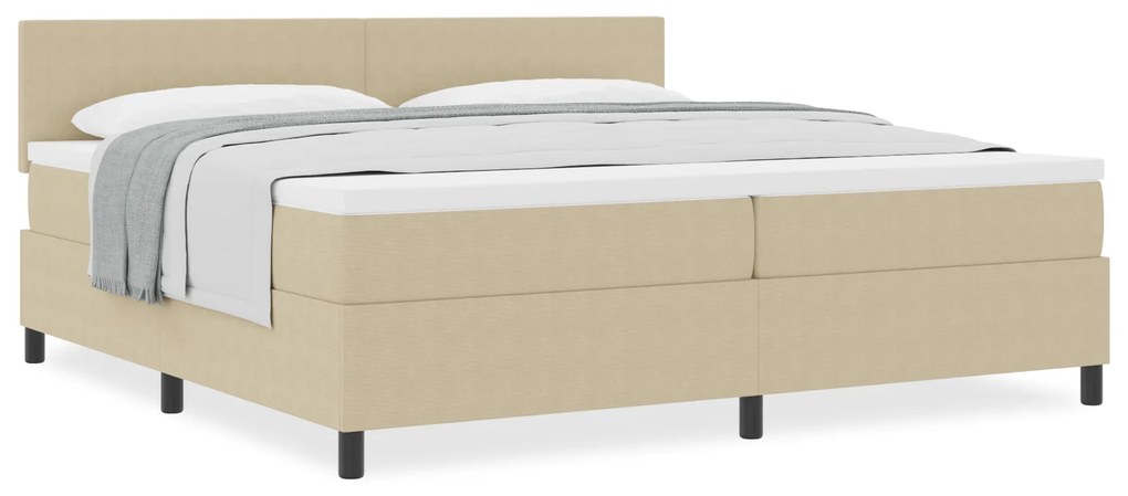 Cama Box Spring com Colchão Bege Claro 200x200 cm Tecido de Corduroy