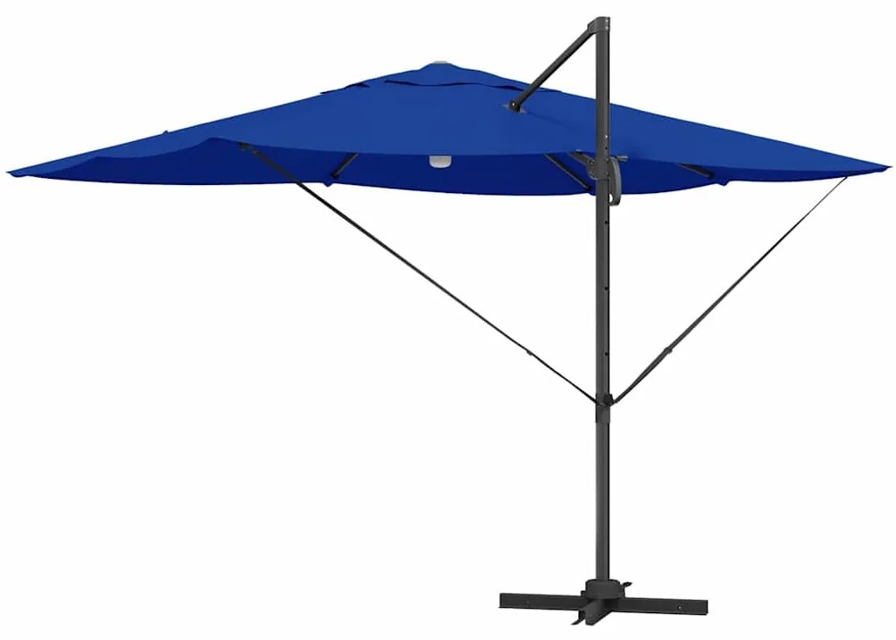 Guarda-sol Cantilever Roma com LEDs, Azul Azure, 352x251x265 cm, Alumí