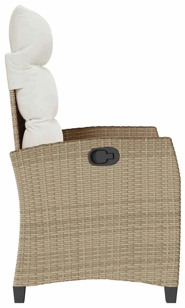 Cadeira de jardim reclinável com mesa de apoio vime PE bege