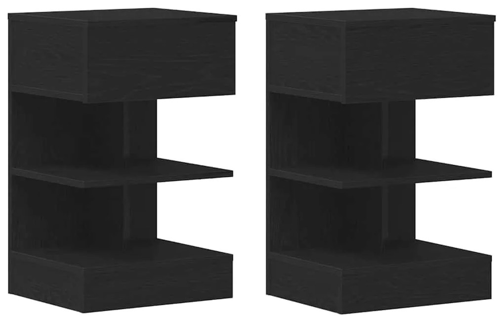 Cômoda de Canto vidaXL 2 pcs Preto Carvalho 40x35x65 cm Madeira Engenh