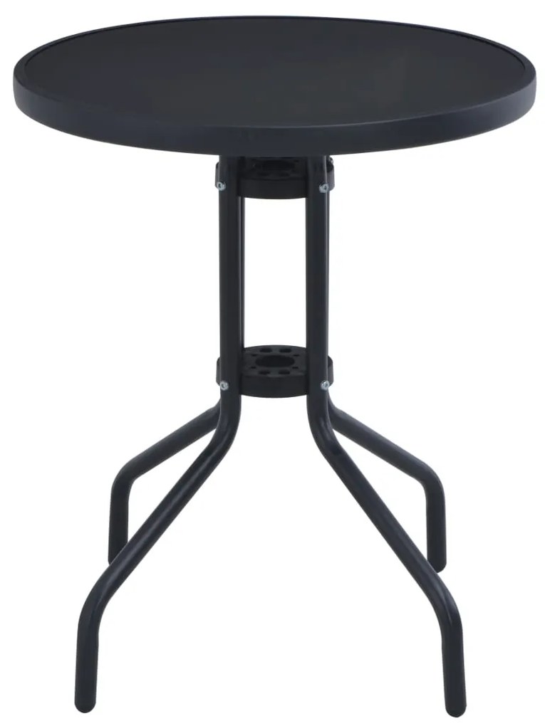 Mesa de jardim 80 cm aço e vidro preto